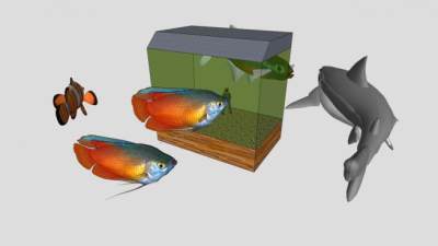 钢化鱼缸SU模型下载_sketchup草图大师SKP模型