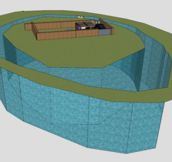 围墙房子鱼缸SU模型下载_sketchup草图大师SKP模型