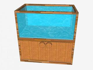 木质玻璃鱼缸SU模型下载_sketchup草图大师SKP模型
