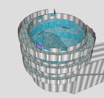 巨型海洋水箱SU模型下载_sketchup草图大师SKP模型