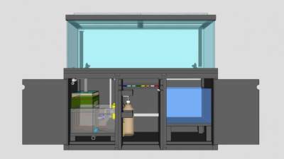 现代灰色玻璃鱼缸SU模型下载_sketchup草图大师SKP模型