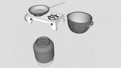 丙烷罐燃气炉与锅SU模型下载_sketchup草图大师SKP模型