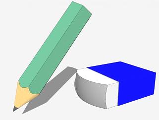 铅笔橡皮文具SU模型下载_sketchup草图大师SKP模型