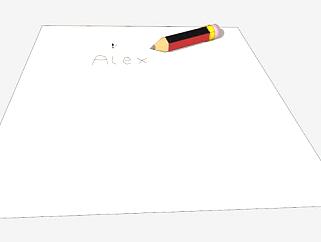 文具铅笔和纸SU模型下载_sketchup草图大师SKP模型