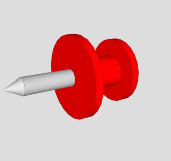 红色办公图钉SU模型下载_sketchup草图大师SKP模型