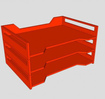 红色办公纸托盘SU模型下载_sketchup草图大师SKP模型