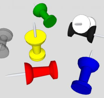 彩色推针图钉SU模型下载_sketchup草图大师SKP模型