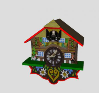 古老建筑鸟闹钟SU模型下载_sketchup草图大师SKP模型