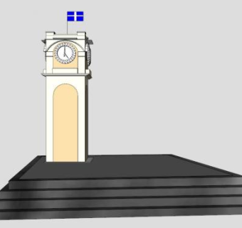 钟塔时钟SU模型下载_sketchup草图大师SKP模型