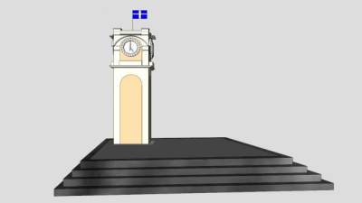 钟塔时钟SU模型下载_sketchup草图大师SKP模型