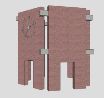 德巴顿学校美术中心钟楼SU模型下载_sketchup草图大师SKP模型