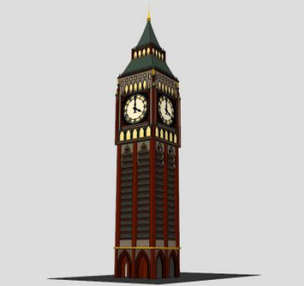 复古钟楼SU模型下载_sketchup草图大师SKP模型
