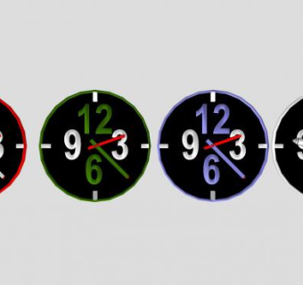 彩色数字挂钟SU模型下载_sketchup草图大师SKP模型