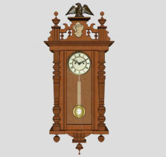 实木时钟挂钟SU模型下载_sketchup草图大师SKP模型