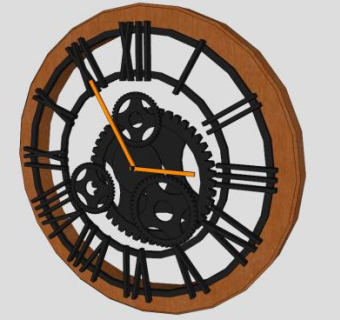金属齿轮挂钟SU模型下载_sketchup草图大师SKP模型