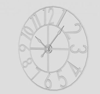 白色金属钟表SU模型下载_sketchup草图大师SKP模型