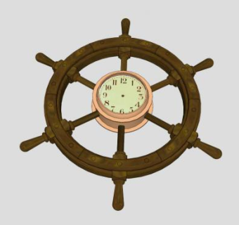 船舶轮时钟SU模型下载_sketchup草图大师SKP模型
