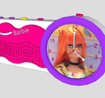 可爱芭比娃娃时钟SU模型下载_sketchup草图大师SKP模型