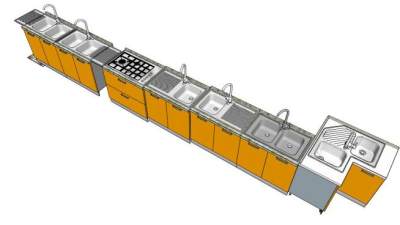 现代黄色橱柜SU模型下载_sketchup草图大师SKP模型