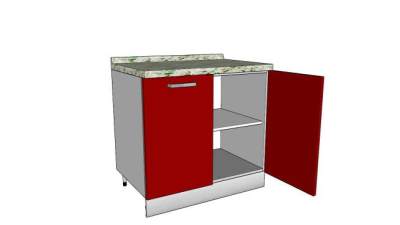 现代红色双开门橱柜SU模型下载_sketchup草图大师SKP模型