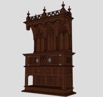 大型哥特式橱柜SU模型下载_sketchup草图大师SKP模型