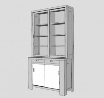 现代白色碗柜橱柜SU模型下载_sketchup草图大师SKP模型