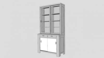 现代白色碗柜橱柜SU模型下载_sketchup草图大师SKP模型