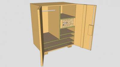 实木虚拟橱柜SU模型下载_sketchup草图大师SKP模型