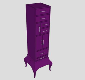 设计师紫色橱柜SU模型下载_sketchup草图大师SKP模型