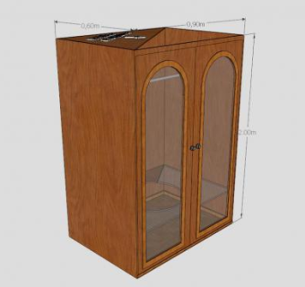 玻璃门木制橱柜SU模型下载_sketchup草图大师SKP模型