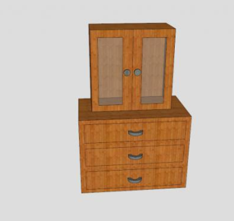 实木台面橱柜SU模型下载_sketchup草图大师SKP模型