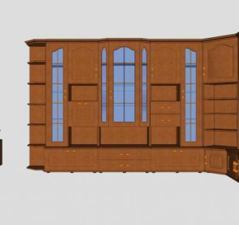 L型碗橱橱柜SU模型下载_sketchup草图大师SKP模型