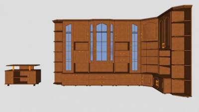 L型碗橱橱柜SU模型下载_sketchup草图大师SKP模型