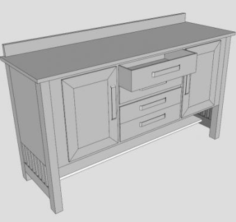现代白色厨房餐具柜SU模型下载_sketchup草图大师SKP模型