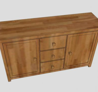 现代实木餐具柜橱柜SU模型下载_sketchup草图大师SKP模型