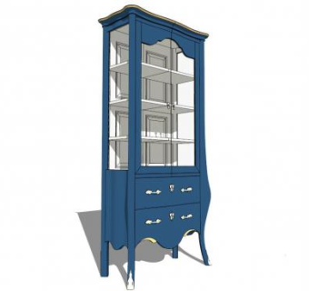 欧式浅蓝橱柜SU模型下载_sketchup草图大师SKP模型