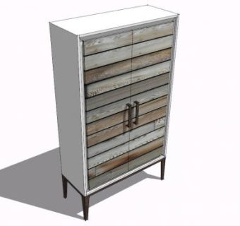 白色哑光木漆橱柜SU模型下载_sketchup草图大师SKP模型