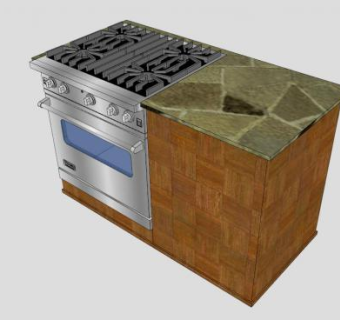 现代岛式厨房SU模型下载_sketchup草图大师SKP模型