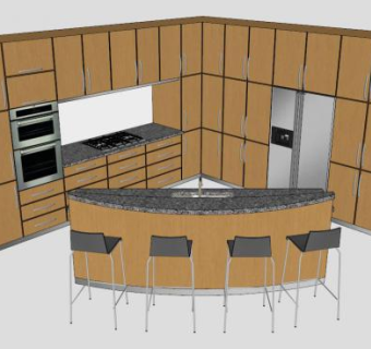 现代厨房L型橱柜SU模型下载_sketchup草图大师SKP模型