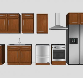 定制厨房橱柜SU模型下载_sketchup草图大师SKP模型