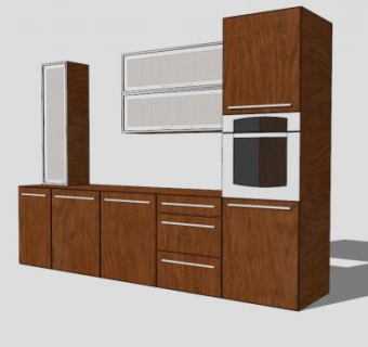现代家具一字橱柜SU模型下载_sketchup草图大师SKP模型