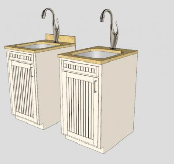 单水槽橱柜SU模型下载_sketchup草图大师SKP模型