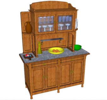 经典自助餐橱柜SU模型下载_sketchup草图大师SKP模型