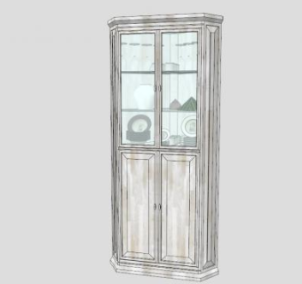 角落玻璃橱柜SU模型下载_sketchup草图大师SKP模型