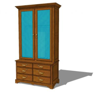 现代橡木抢柜SU模型下载_sketchup草图大师SKP模型