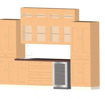 酒吧实木橱柜SU模型下载_sketchup草图大师SKP模型