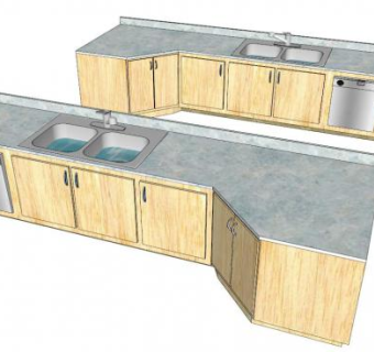 厨房洗碗机水池橱柜SU模型下载_sketchup草图大师SKP模型