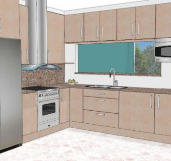 熊猫厨房橱柜小厨房SU模型下载_sketchup草图大师SKP模型