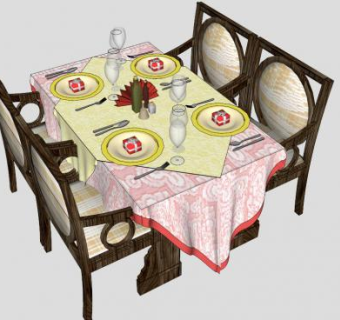厨房装饰餐桌SU模型下载_sketchup草图大师SKP模型
