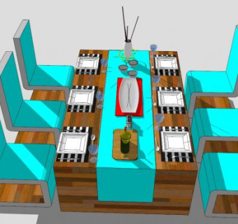 现代家具餐具SU模型下载_sketchup草图大师SKP模型